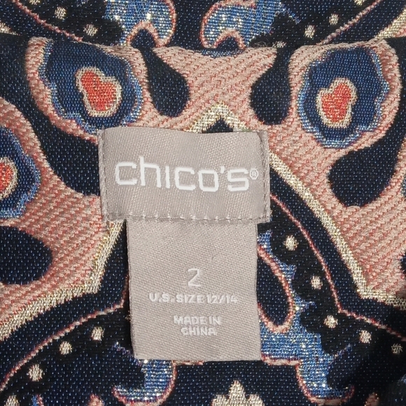 Chicos Jacquard Textured Topper Floral Lined Snap Closure Jacket Size 2(M) - Picture 4 of 7